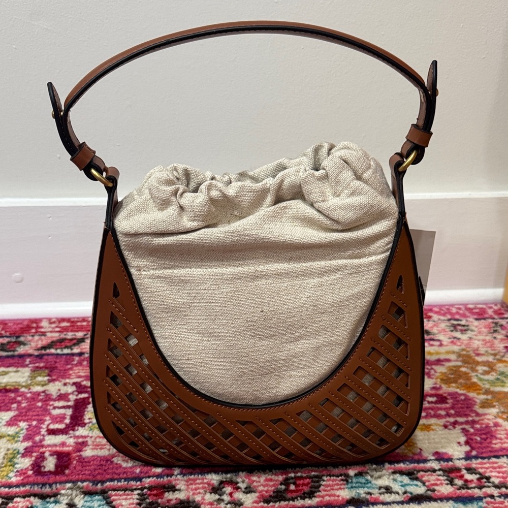 Zara Brown and Cream Shoulder Bucket Bag - Picture 3 of 12